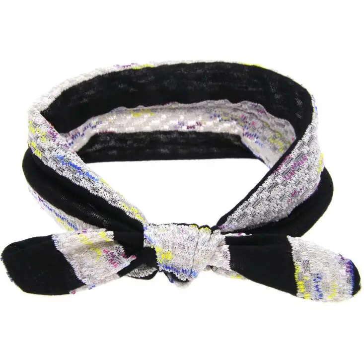 

6pcs/lot Newborn Rabbit Ear Headband Cotton Girls Bow Headwrap Baby Girls Knit Headwraps Baby Soft Lace Headbands Girls Headwear