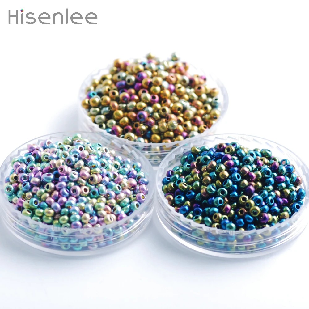 Стеклянные бусины Hisenlee 2 мм 3000 шт. 3 разных цвета круглые Spacer для самостоятельного