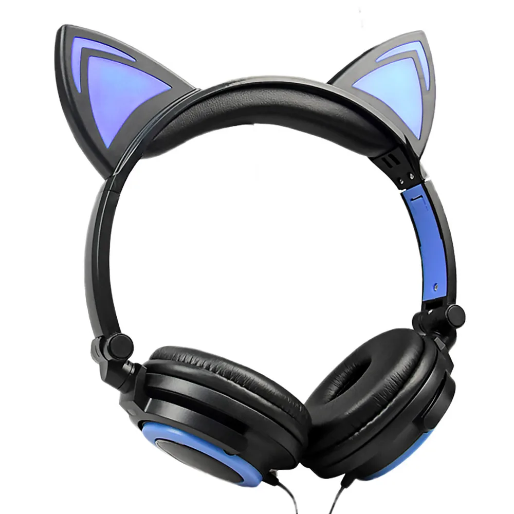 Складные мигающие наушники AIYIMA игровые наушники-вкладыши с кошачьими ушками