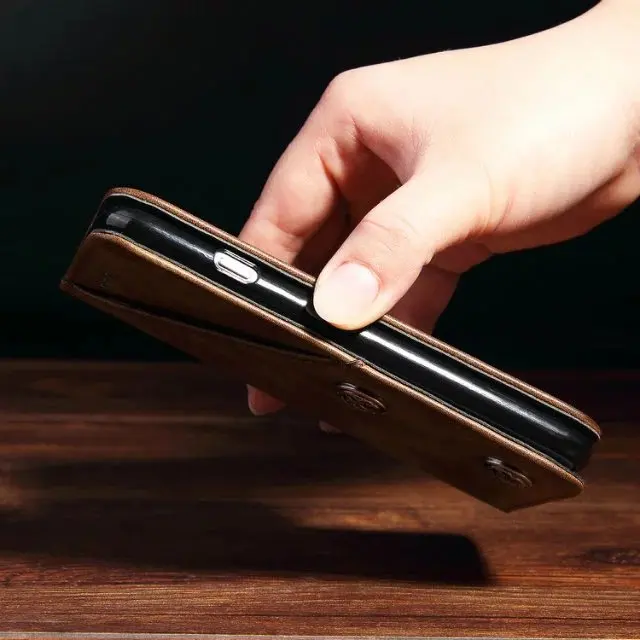 Винтажная магнитная кожа флип чехол для карт Samsung Galaxy S8 Plus NOTE 8 Iphone X 6 6s 7 кошелек