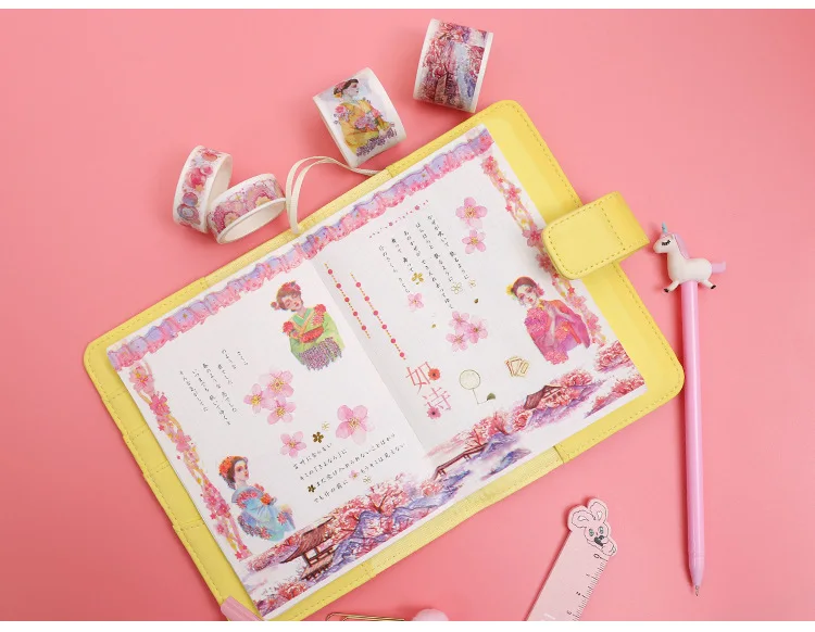 8 шт. Kawaii вишня васи лента милый КИТ маскирующая лента растение декоративная клейкая лента для детей Скрапбукинг дневник Альбомы для фото