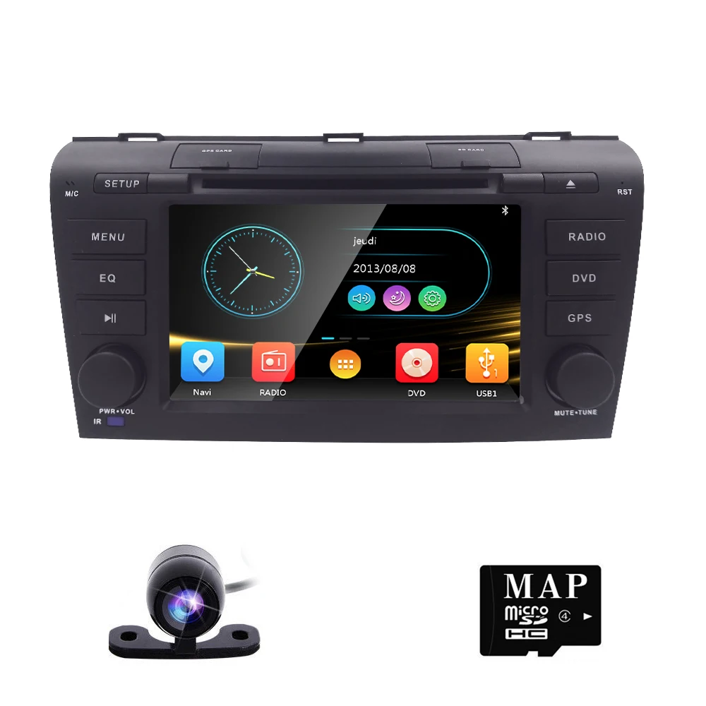 Бесплатная Камера 7 &quotдвойной 2 Din стерео dvd плеер навигации для Mazda 3 Mazda3 2004 2009 с gps