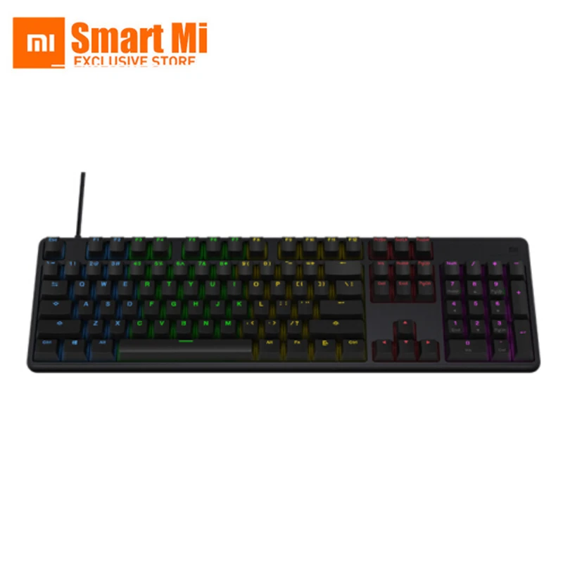 Оригинальная Xiaomi mi игровая клавиатура с 104 клавишами RGB светодиодный чехол из алюминиевого сплава с подсветкой 32 бит Быстрая скорость USB Проводная клавиатура mi
