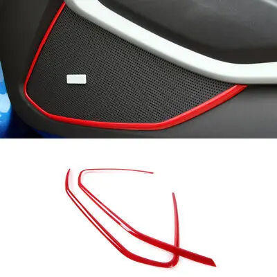 

Red Interior Side Door Speaker Frame Cover Trim 2pcs For Chevrolet Camaro 16-19
