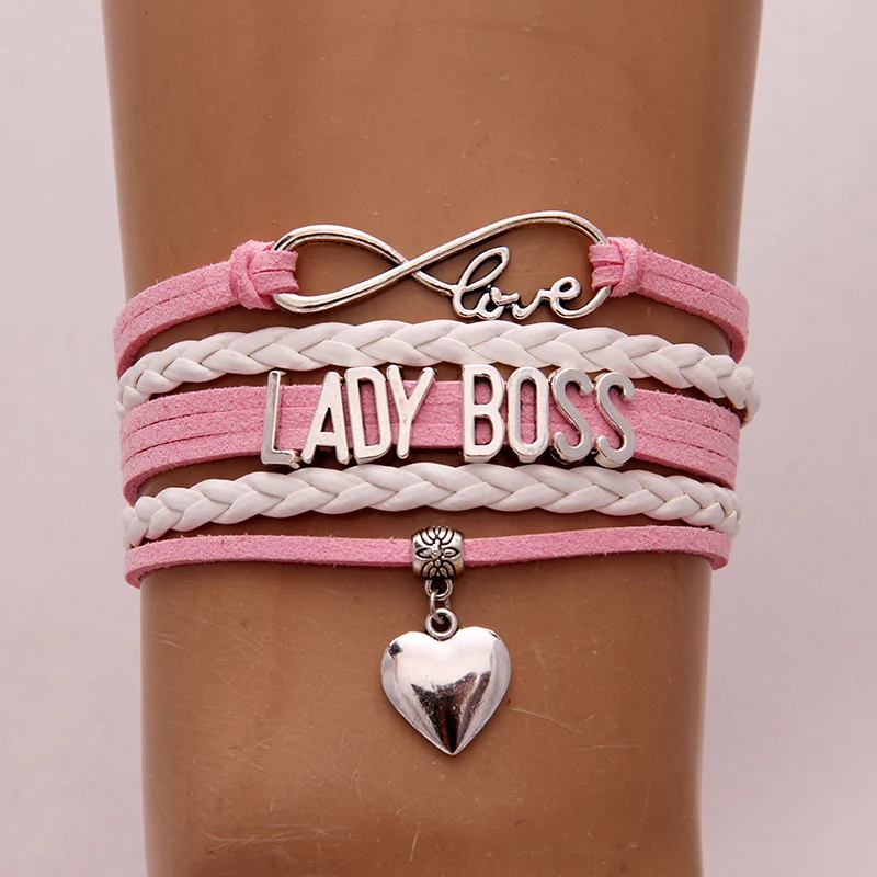 Женский кожаный браслет Infinity love Boss с подвеской в виде сердца ювелирное украшение