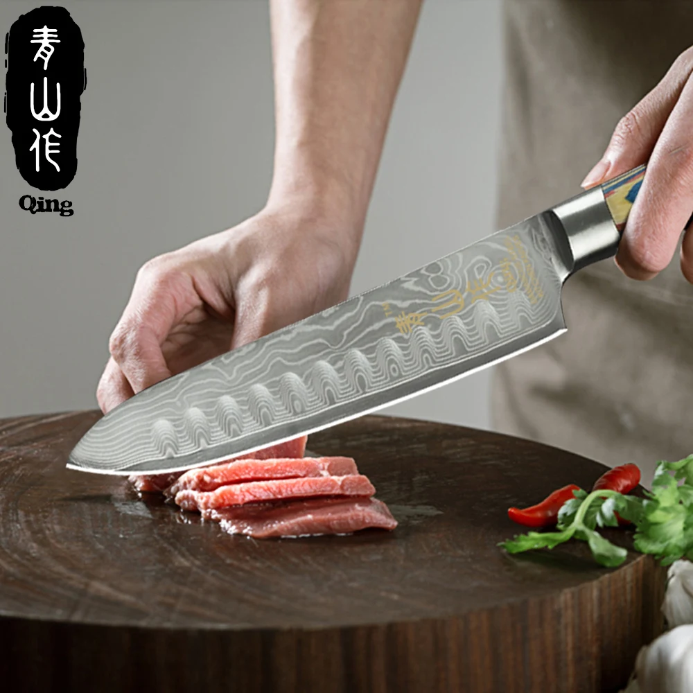Qing дамасский набор кухонных ножей 3 &quotдля очистки овощей 4&quot Универсальный нож