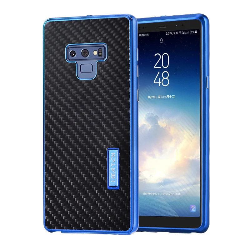 Blue bumper Black Для samsung Galaxy Note 9 чехол Роскошный металлический алюминиевый бампер крышка из углеродного волокна Защитные чехлы для samsung Galaxy Note 8 чехол - Цвет: Blue bumper Black