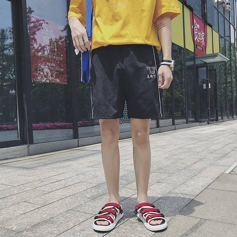 Мужские хлопковые шорты с эластичной резинкой на талии модные летние прямые в