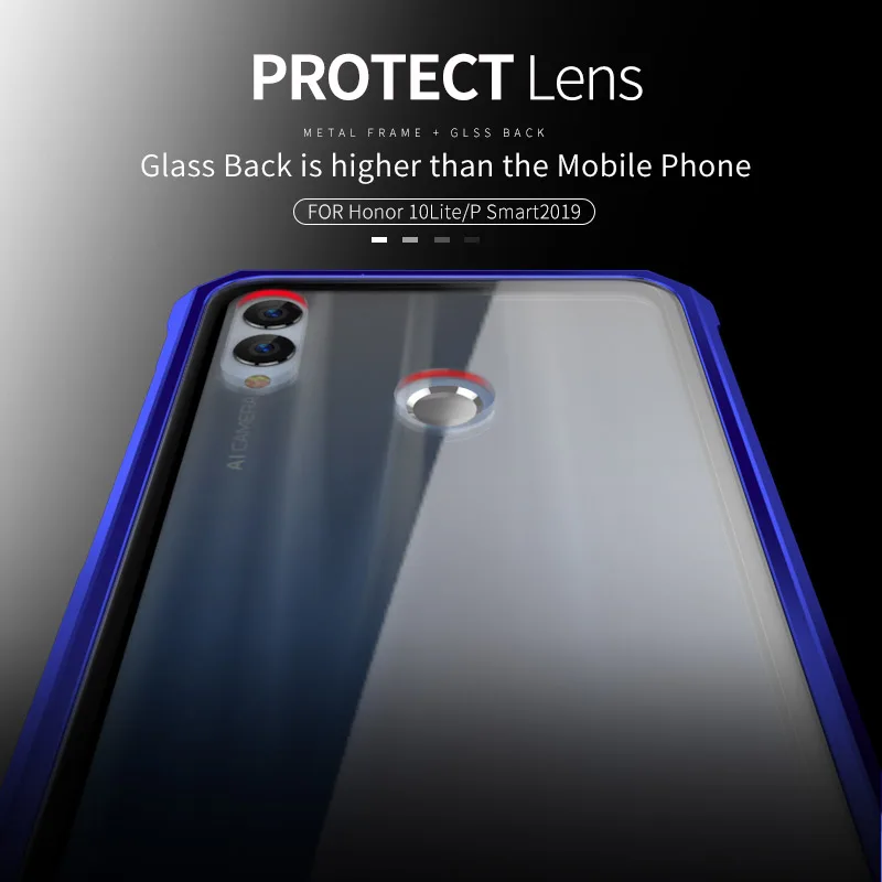 Оригинальный металлический бампер для Honor Note10 Lite чехол прозрачная стеклянная
