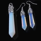 Модные серьги-подвески в виде шестиугольной призмы с опалом и серебряным покрытием, модные ювелирные наборы