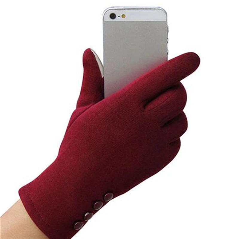 Women Touch Screen Gloves Black Red Gray Solid Winter Warm Mittens Soft Smartphone Wrist For Mobile Phone | Аксессуары для одежды