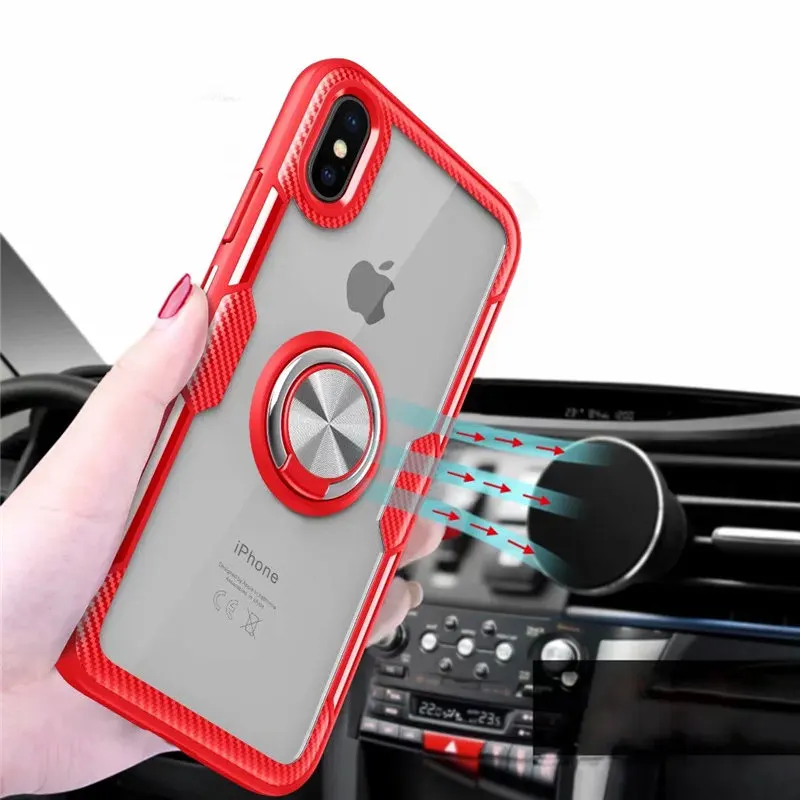 Роскошный защитный чехол с кольцом для iphone X XS Max XR магнитный автомобильный