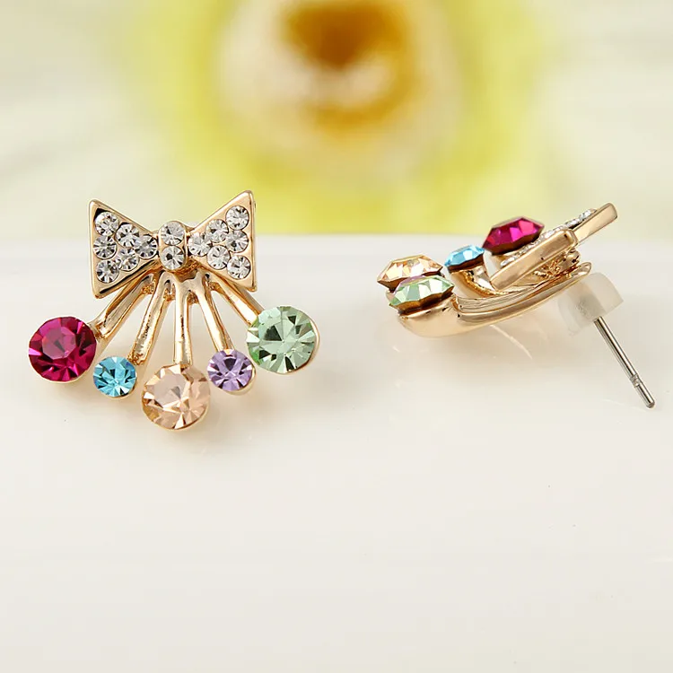 Новинка! Модные ювелирные украшения для бутиков золотые милые цветные серьги с