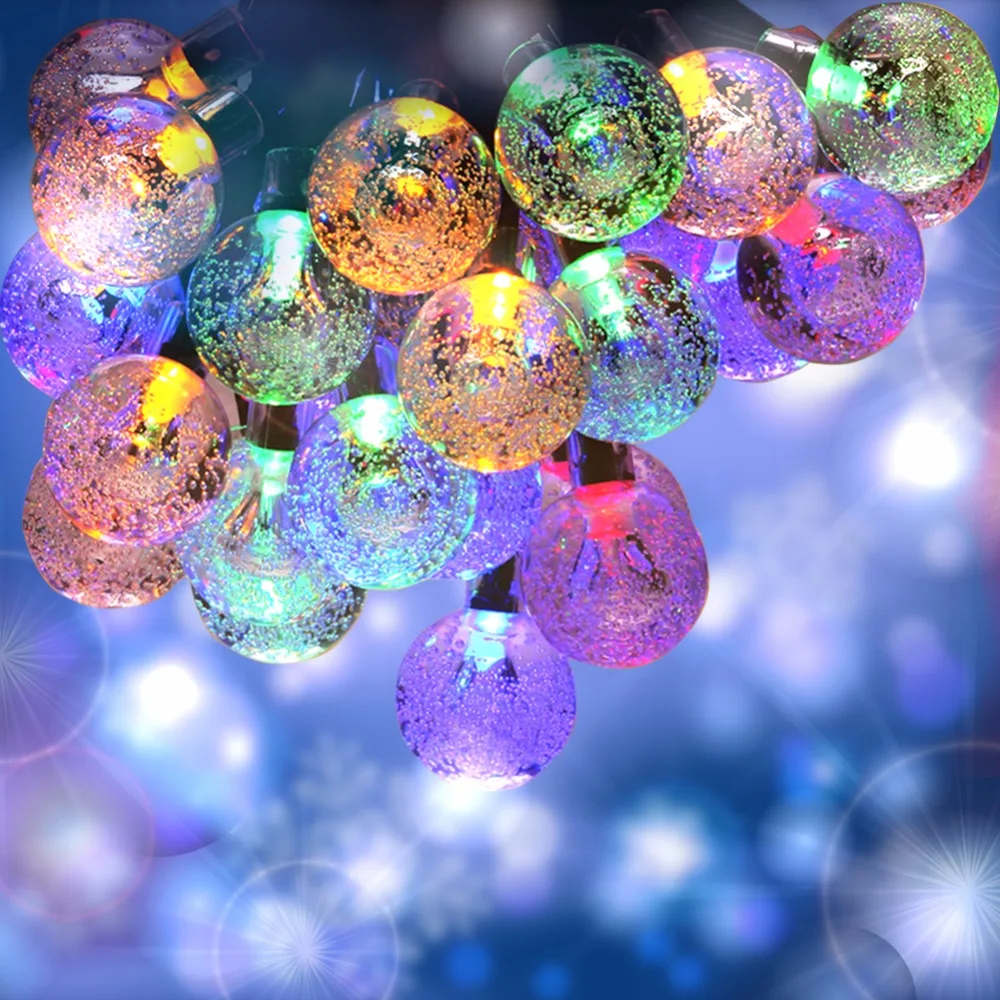 Solar Light Waterproof Outdoor Garden String Lights Fairy Lawn Lamps Crystal Ball Christmas Tree Decor | Лампы и освещение