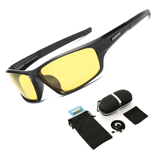 Yellow with case UV400 Мужские поляризованные солнцезащитные очки для рыбалки рыбацкие походные лыжные очки велосипедные очки спортивные рыболовные очки - Цвет: Yellow with case