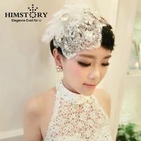 himstory handmade bridal wedding fedoras hair jewelry beads lace flower tassel headpieces wedding accessories beautiful headwear