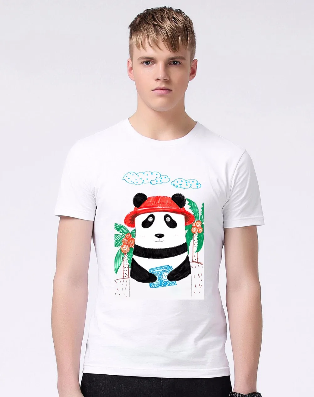 Новое поступление 2017 года Мужская Мода Симпатичные Счастливые Panda печатных