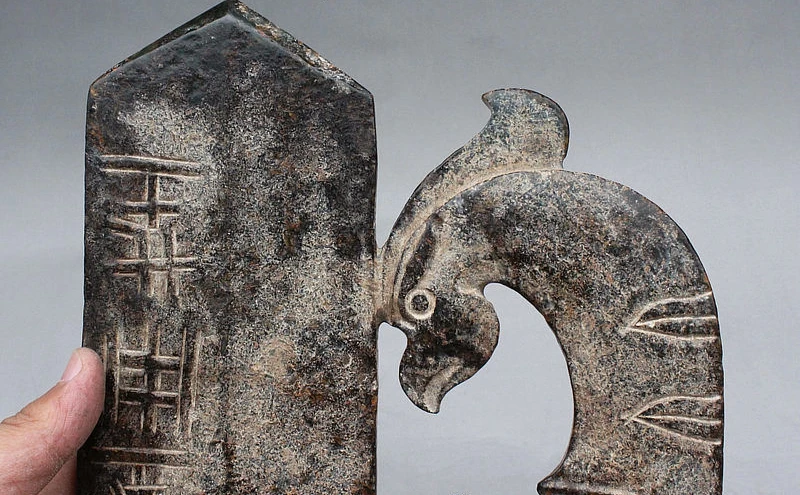 Antique Chinese LiangZhu Culture ritual services Stone Phoenix Statue Jade Gui | Дом и сад