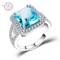 new fashion sky blue topaz wedding anniversary rings for women 100 925 sterling silver jewelry with austrian aaaa cz wholesale