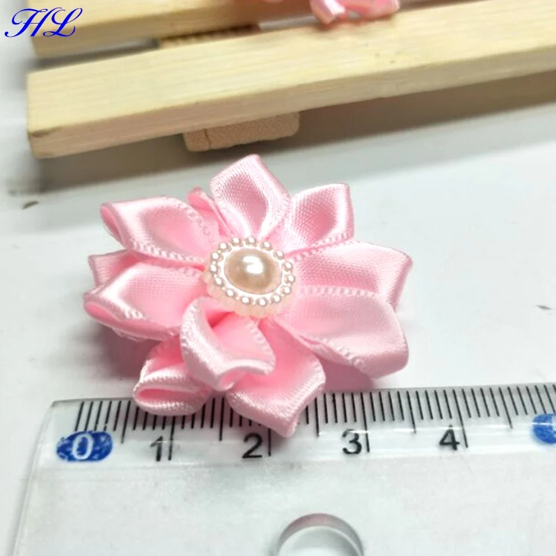 HL 20 шт 35 мм розовая лента жемчужный цветок ручной работы Цветы Свадебные