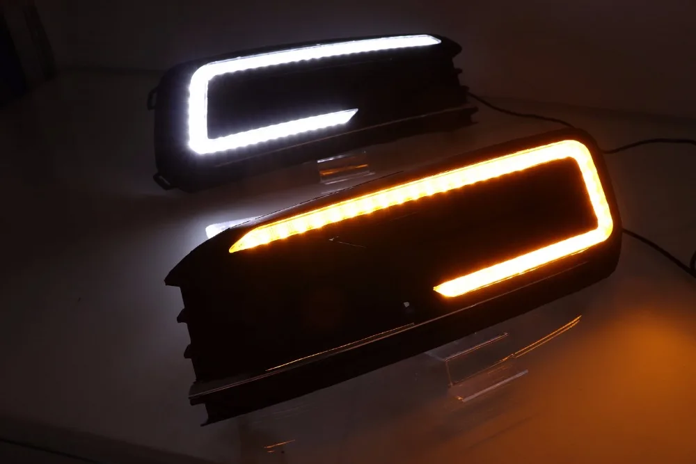 

Osmrk led drl daytime running light for Volkswagen Lavida 2018 with moving yellow turn signals and blue night light