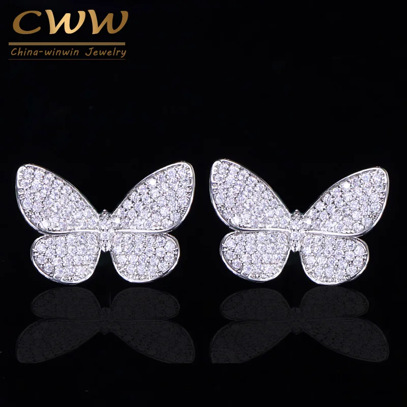 Милые Модные женские ювелирные изделия cwwzircon в форме бабочки|cubic zirconia stud earrings|fashion
