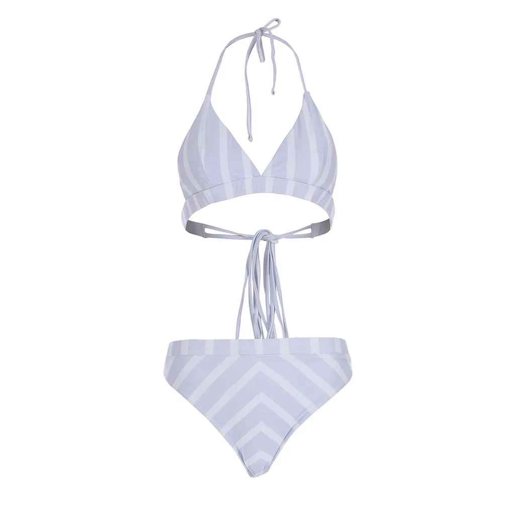 Женский слитный купальник в полоску с V-образным вырезом и открытой спиной