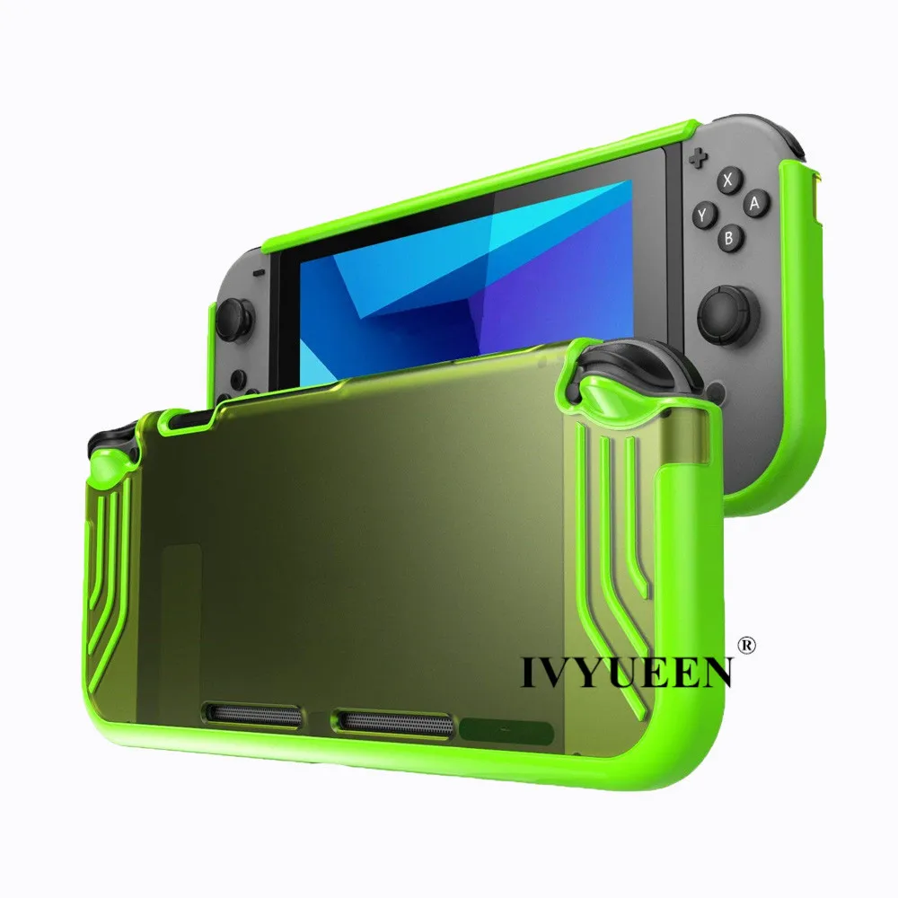 Green Case Чехол IVYUEEN для Nintendo Switch Console Premium Тонкий прозрачный гибридный защитный чехол из ТПУ для игровой оболочки-черный/зеленый/фиолетовый - Цвет: Green Case