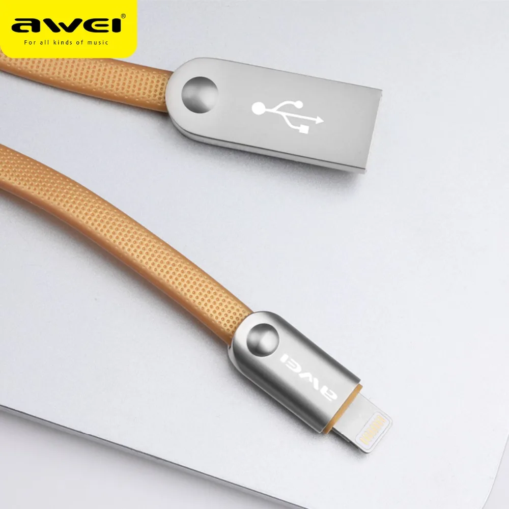 Awei data cable fast charging line for iphone 2.4A zinc alloy 2m | Электроника
