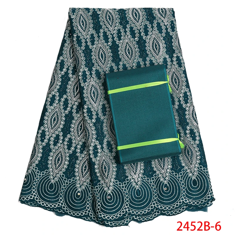 

African Cotton Lace Fabric with Headtie Aso Oke Swiss Voile Lace in Switzerland Nigerian Lace Fabrics for Wedding 2019 APW2452B
