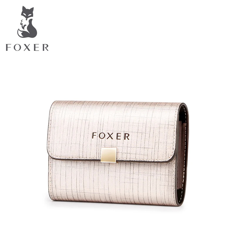 Женский короткий кошелек FOXER с кармашком для монет роскошный Дамский бумажник