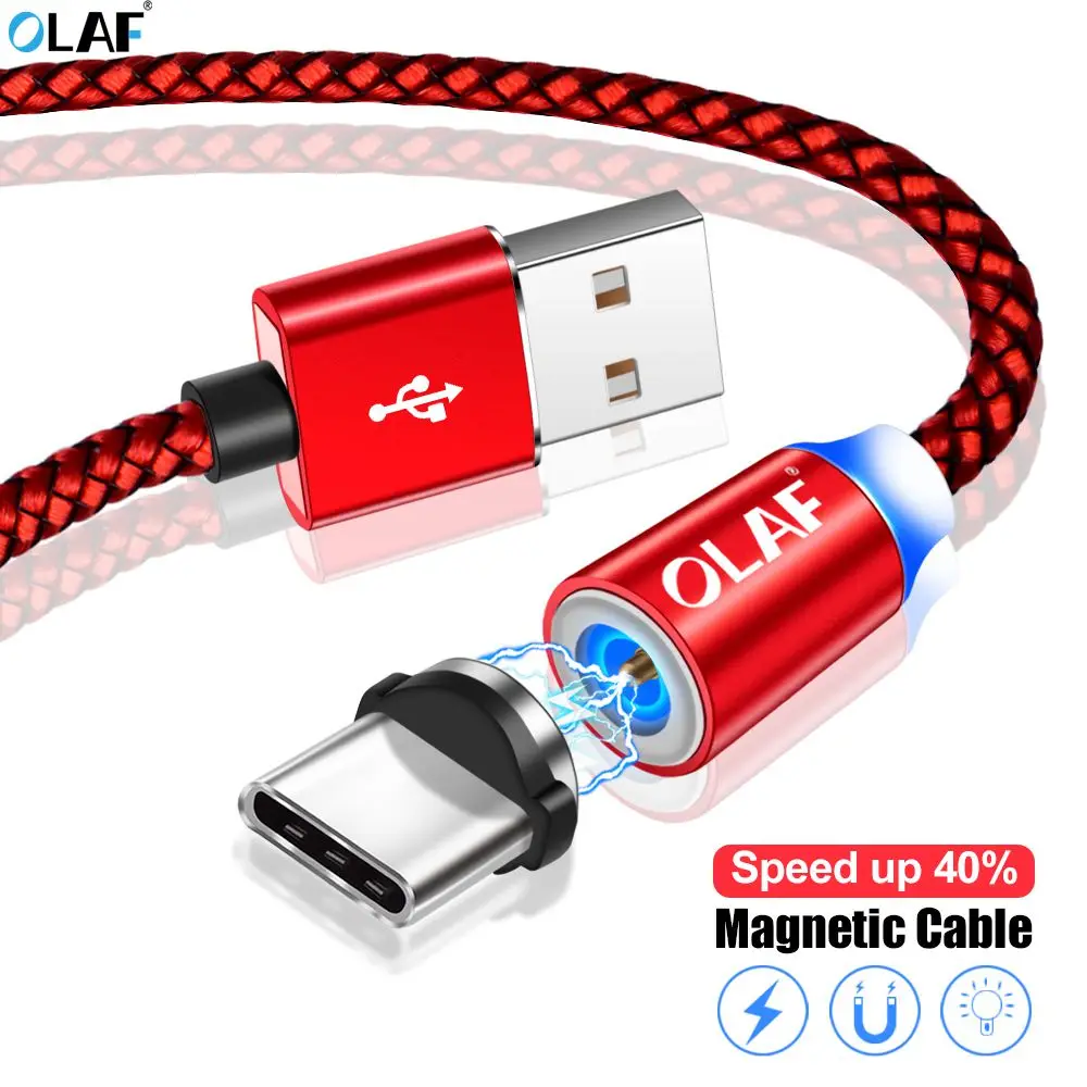 Магнитный кабель OLAF USB Type C для Samsung s8 s9 Xiaomi Huawei mate 20 Lite зарядки телефона магнитное