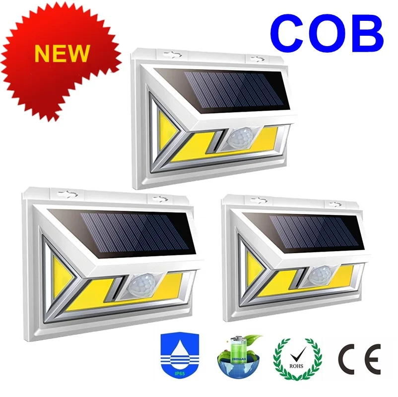 COB Solar LED New Sensor Light Outdoors Solar Lamp For Garden Decoration Night Security Wall Light Waterproof IP65 Luces Solares
