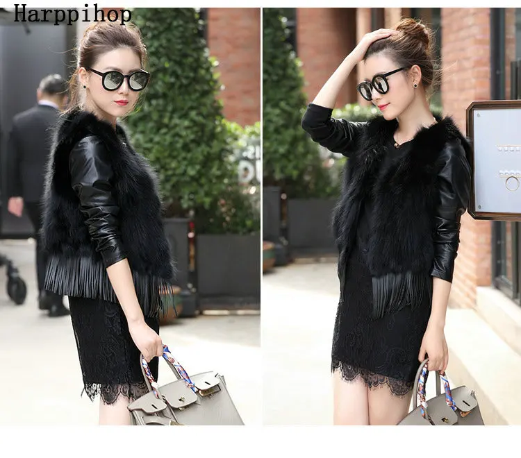 Новинка 2020 стильный жилет из лисьего меха короткое пальто енота облегающий с