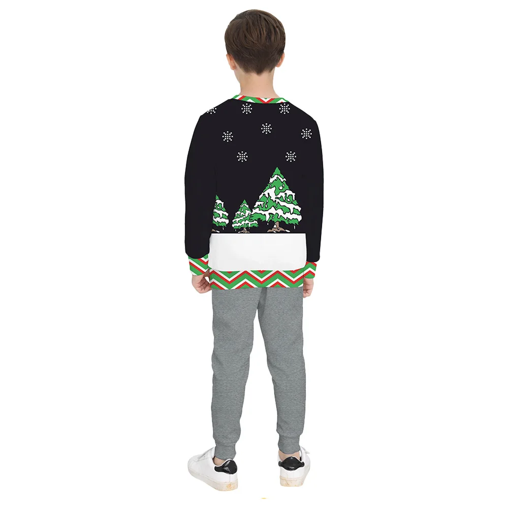 

Santa Claus Cosplay Costume Christmas Hooded Kids child Children's Clothing Christmas Wear Suit Cartoon 3D Top Pant Long sleeve