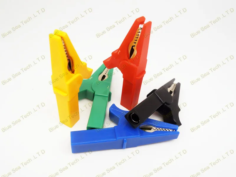 Образец 5 шт. крокодил с 4 мм гнездом латунь никелированный + PA Аллигатор зажим для