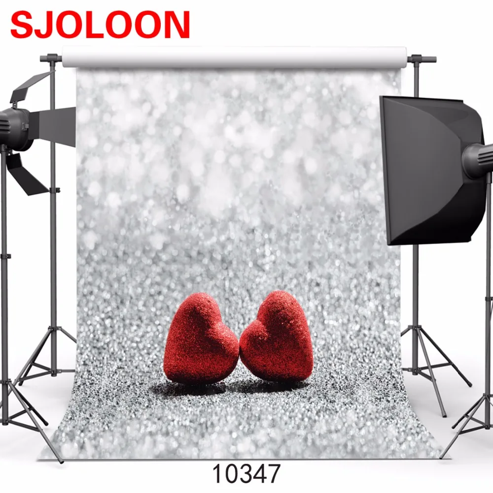 Виниловый фон для фотосъемки на День святого Валентина SJOLOON 10x10ft с сердечками
