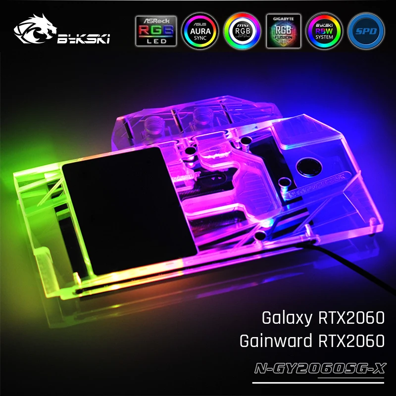 

Bykski N-GY2060SG-X, Full Cover Graphics Card Water Cooling Block For Galaxy/Gainward RTX2060