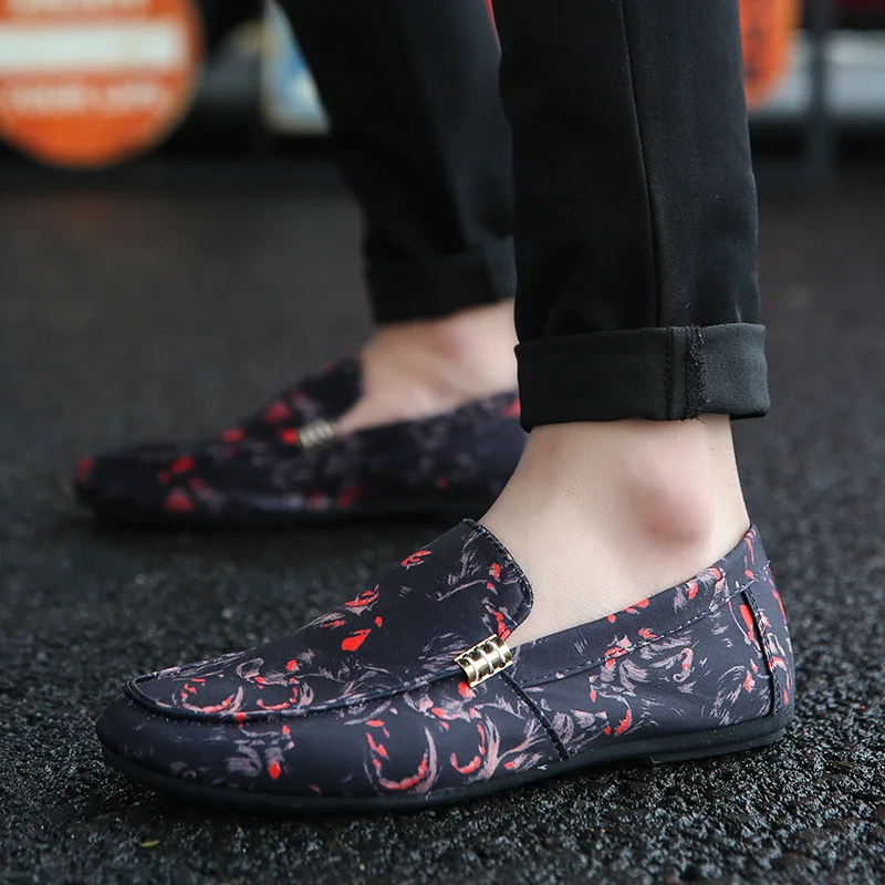 Classics Fashion Men Loafers Leisure Print Flat Driving Shoes Spring Autumm Soft Comfy Slip On | Обувь