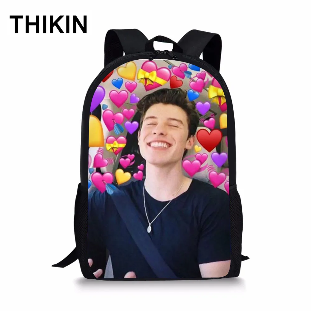 THIKIN Mendes Shawn школьная сумка для студентов, канадский писатель, Печатный полиэстер, школьный рюкзак для студентов, Женский ежедневный Рюкзак Mochila на заказ