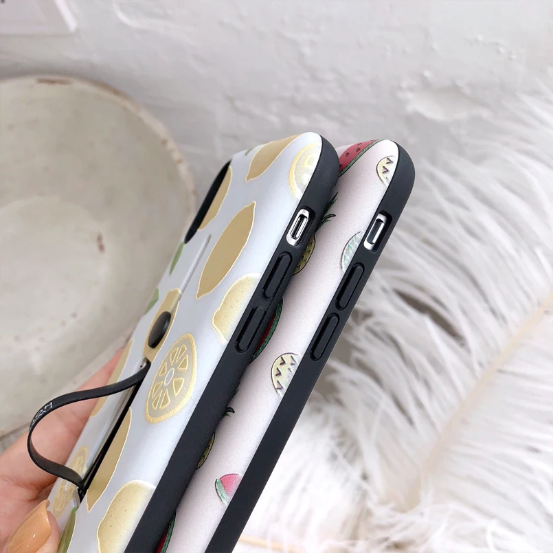 Bracket Case For iPhone 6 6s 7 8 Plus Silicone Cute Fruit Hide Ring Stand Holder Cases X XS Max Back Cover Fundas |