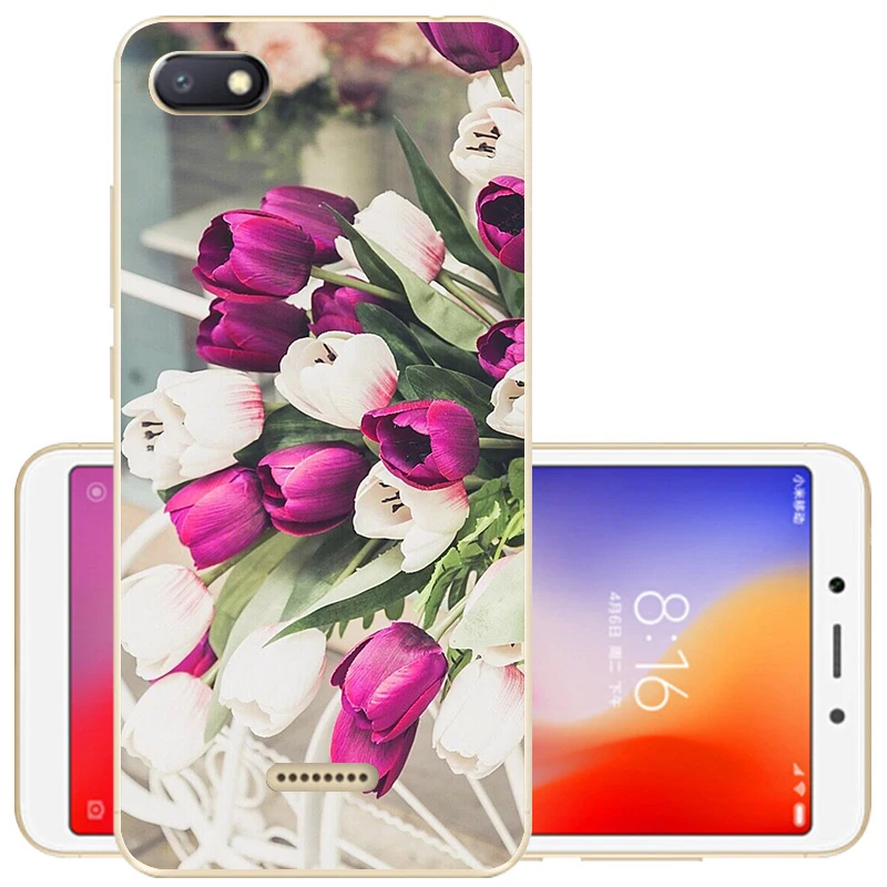 47 Чехол для Xiaomi Redmi 6A, 2 ГБ+ 16 ГБ, 5,45 дюйма, Ультратонкий защитный чехол из мягкого ТПУ с цветочным рисунком для Xiaomi Redmi 6, задняя крышка - Цвет: 47