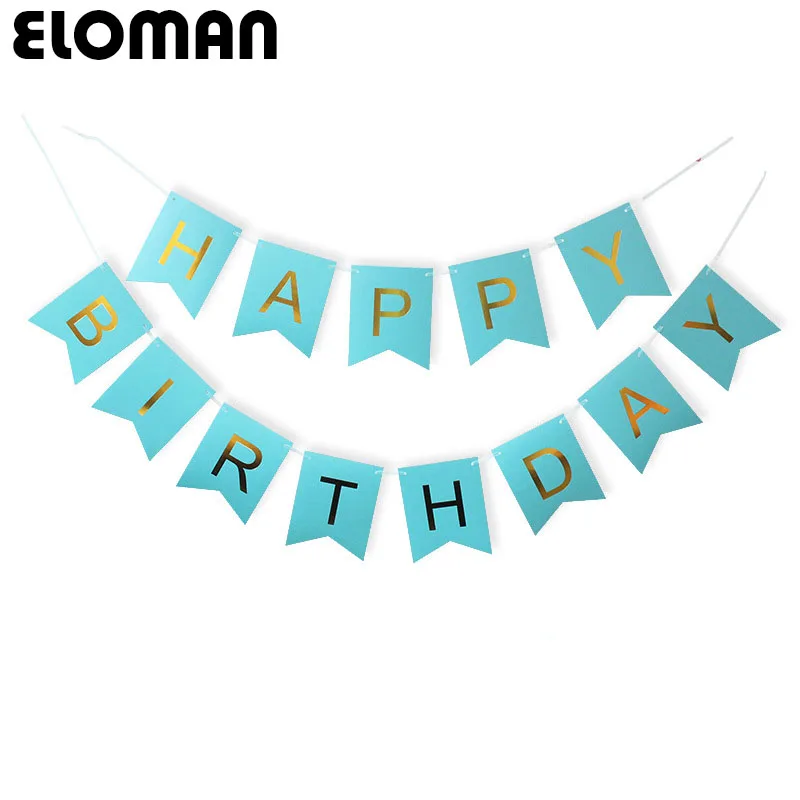 ELOMAN бумажный подвесной флаг для дня рождения|banner backdrops|banner hangingbanner happy |
