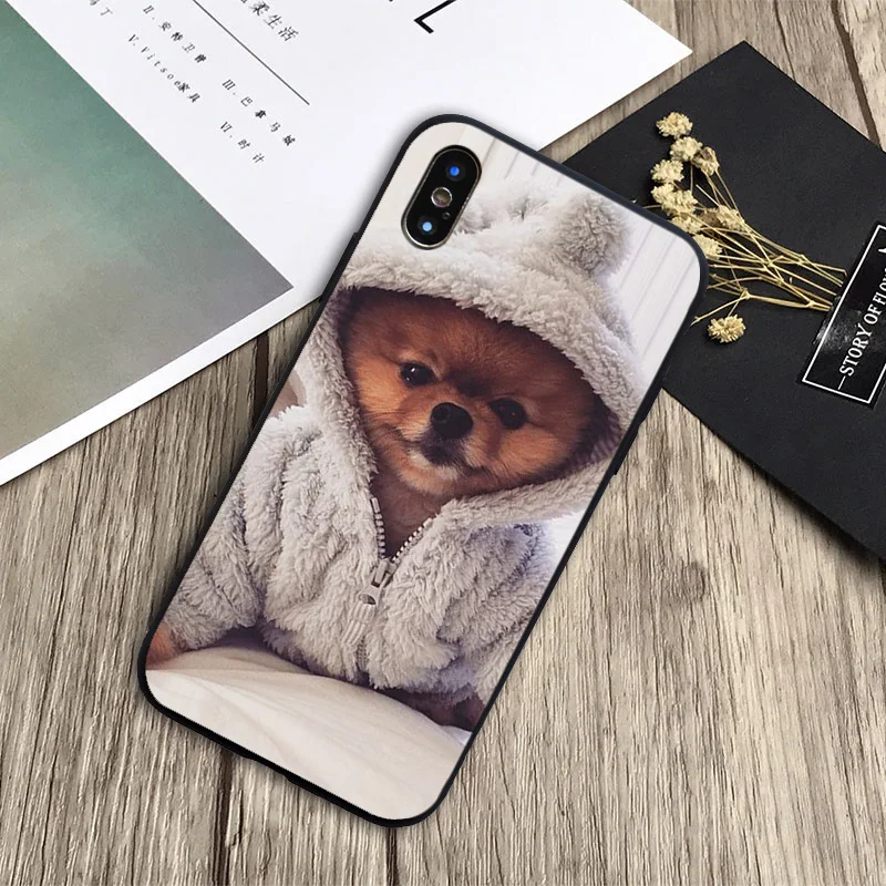Чехол для собак Pomeranian, мягкий силиконовый черный телефон чехол для iPhone 6 6 plus 7 8 plus 5 5S 5C SE X XS XR XS Max - Цвет: H19032303-08.jpg