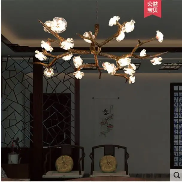 Natural style Chinese chandelier branches plum blossom theme restaurant box tea house Zen room engineering lamp | Лампы и освещение