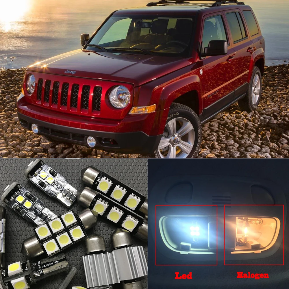 10 шт. набор светодиодных ламп Canbus без ошибок для 2007 2015 Jeep Patriot 12 V внутренняя карта