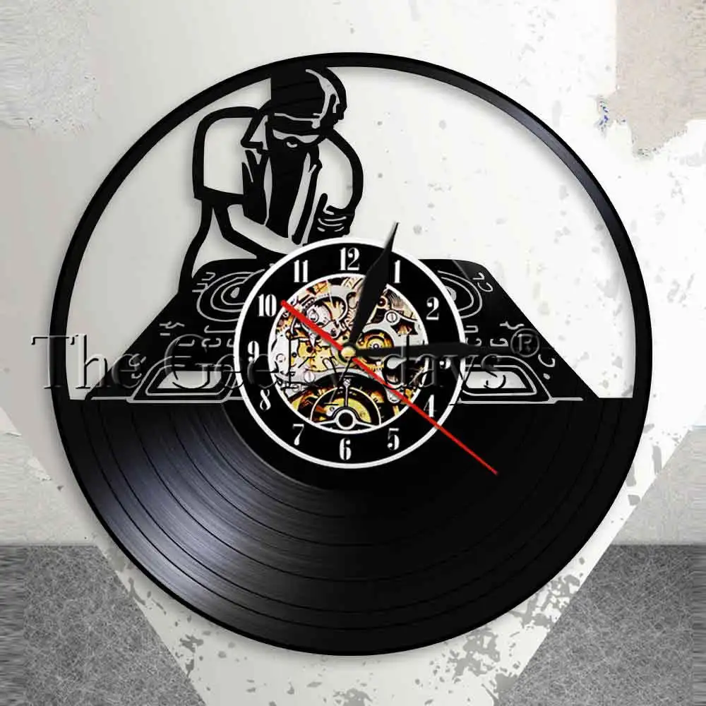 DJ вертушки хип хоп настенные часы ночной клуб музыкальная студия настенное