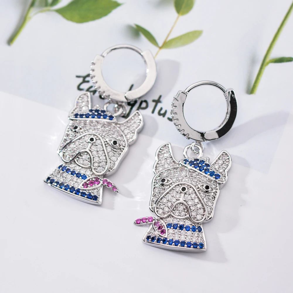 Высокое качество собаки модные циркониевые серьги ювелирные подарки для