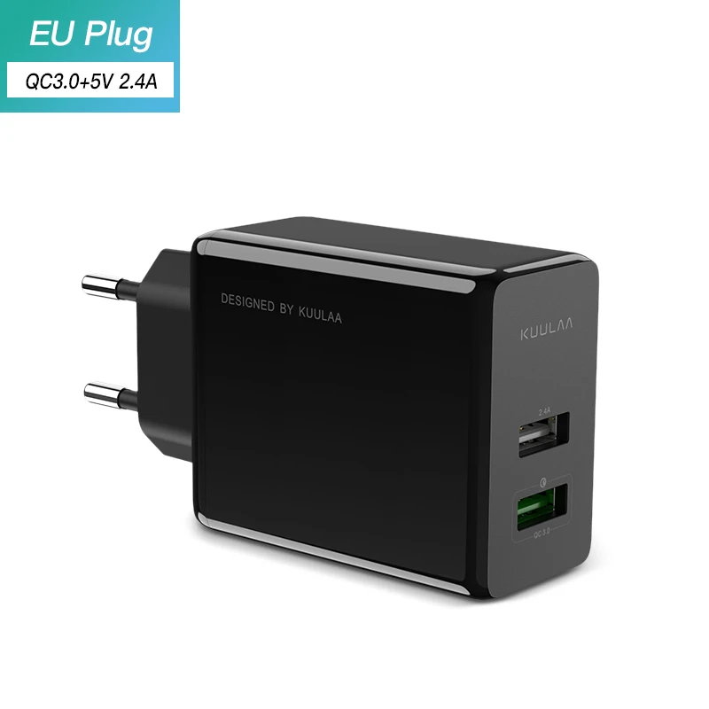 KUULAA Quick Charge 4,0 3,0 USB зарядное устройство 30 Вт QC3.0 PD 3,0 Быстрая зарядка 2 USB разъем зарядное устройство для мобильного телефона для iPhone samsung Xiaomi - Тип штекера: Black QC 2.4