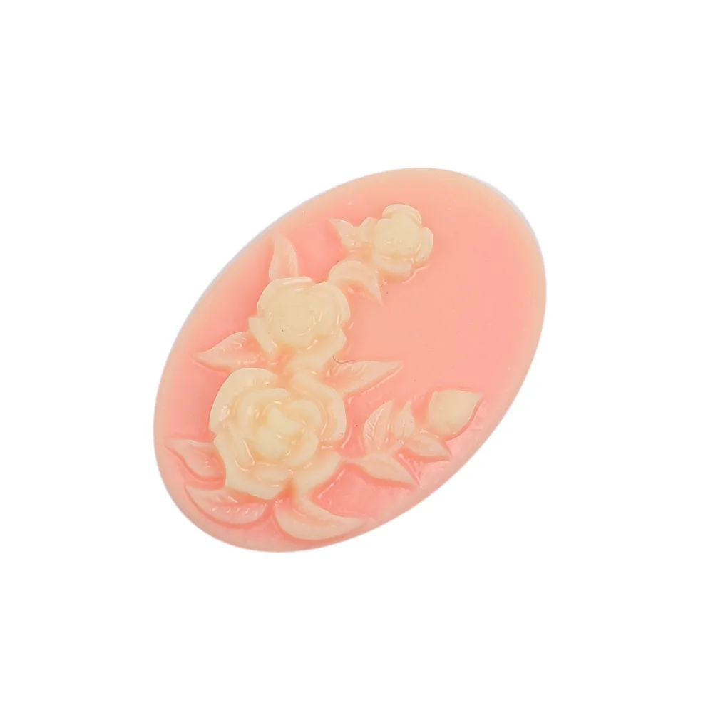 

Doreen Box Lovely 10 Resin Flower Emboss Oval Cameo Embellishment (B06693)